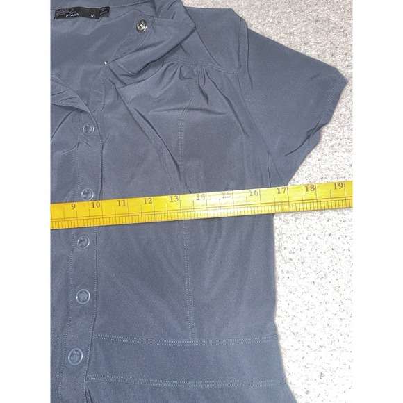 Prana Shadyn Gray Athleisure Dress Snap Down Front Stretch Pockets Women's Med - Picture 9 of 11